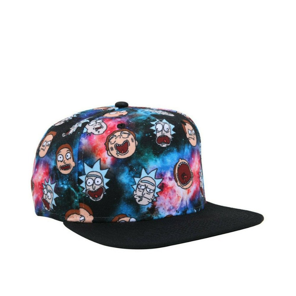 Rick & Morty Expressions Galaxy Space Head Snapback Flat Bill Brim Hat Cap New
